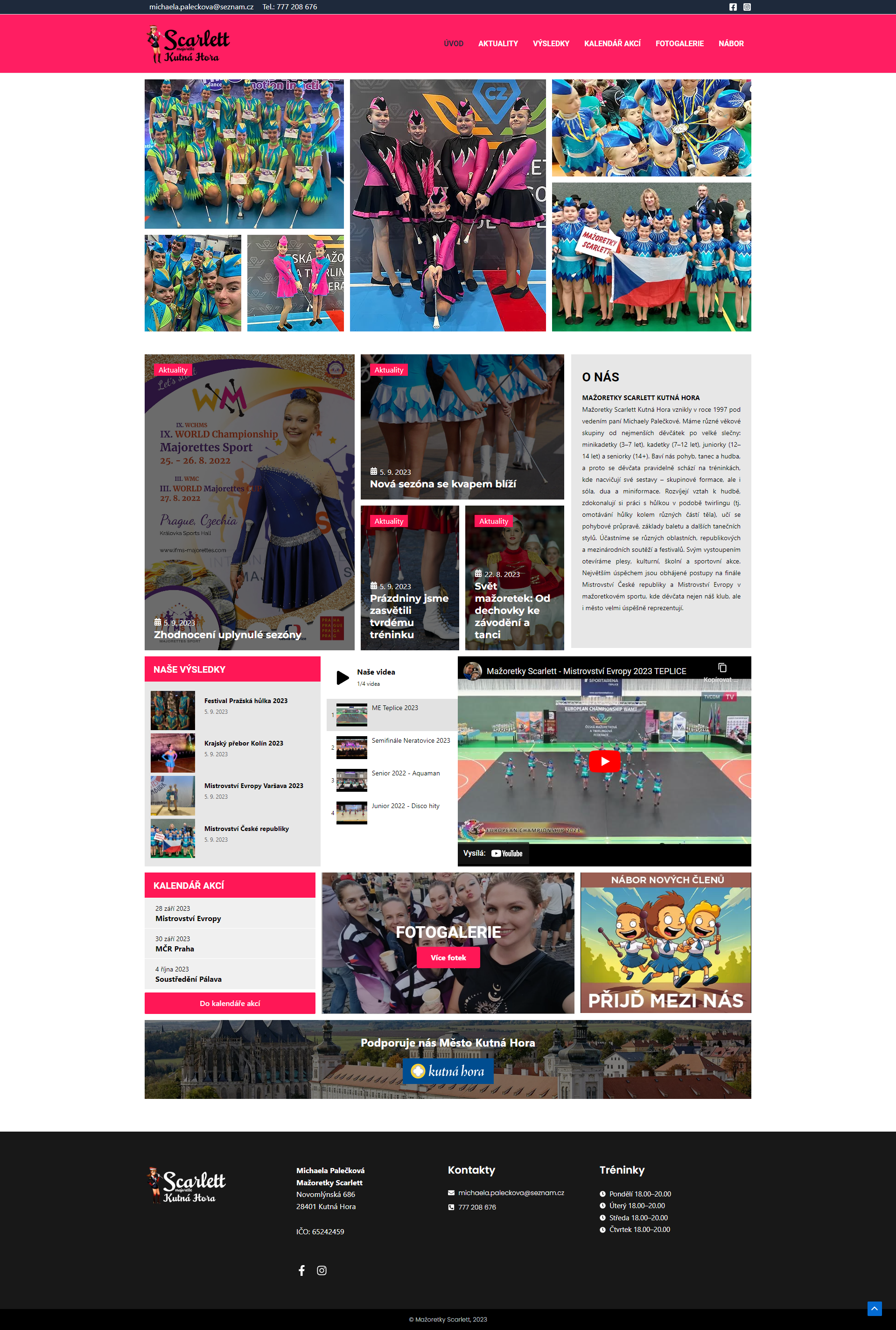 Web sportovního klubu z Kutné Hory